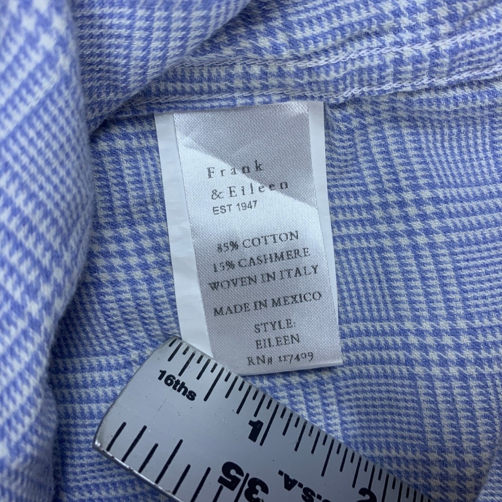 Frank & Eileen Eileen Blue Plaid Cotton Cashmere Button Up‎ Shirt Womens XS - Picture 6 of 11
